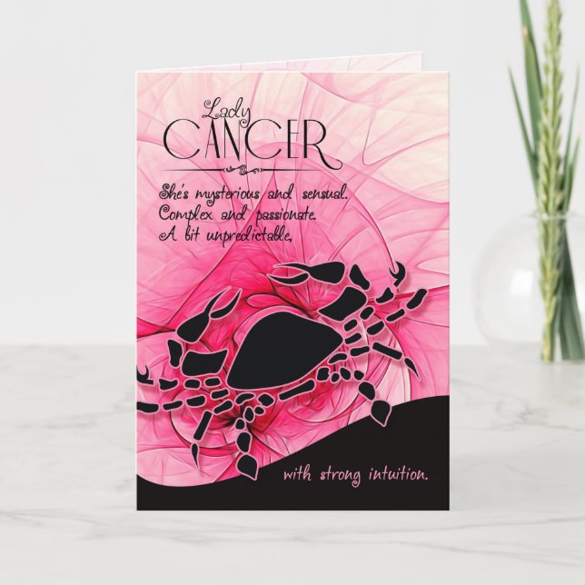 Birthday June 22nd to July 22nd Cancer Zodiac Card (Front)