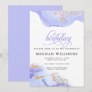 Birthday June Alexandrite  Watercolor Geode Invitation