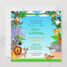 Birthday Jungle Animals Flat Invitation