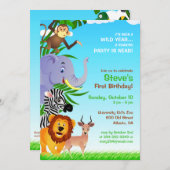 Birthday Jungle Animals Flat Invitation (Front/Back)