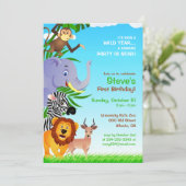 Birthday Jungle Animals Flat Invitation (Standing Front)