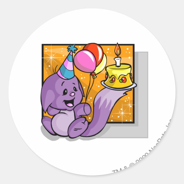 Birthday Kacheek Classic Round Sticker (Front)