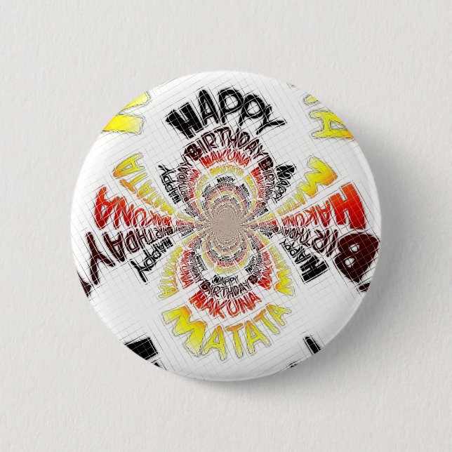 Birthday Kaleidoscope Art Print Button (Front)
