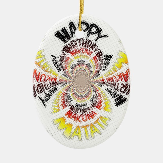 Birthday Kaleidoscope Art Print Ceramic Ornament (Front)