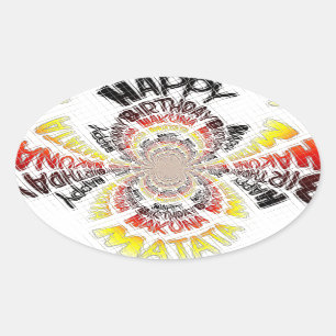 Birthday Kaleidoscope Art Print Oval Sticker