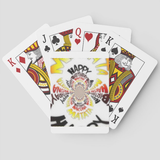 Birthday Kaleidoscope Art Print Poker Cards (Back)