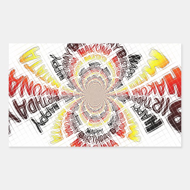 Birthday Kaleidoscope Art Print Rectangular Sticker (Front)