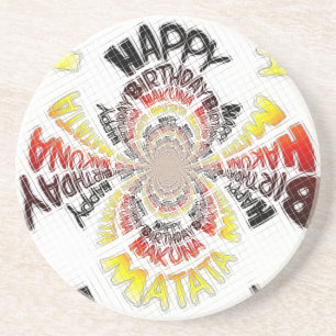 Birthday Kaleidoscope Art Print Sandstone Coaster