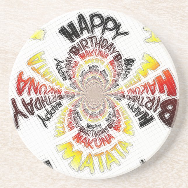 Birthday Kaleidoscope Art Print Sandstone Coaster (Front)