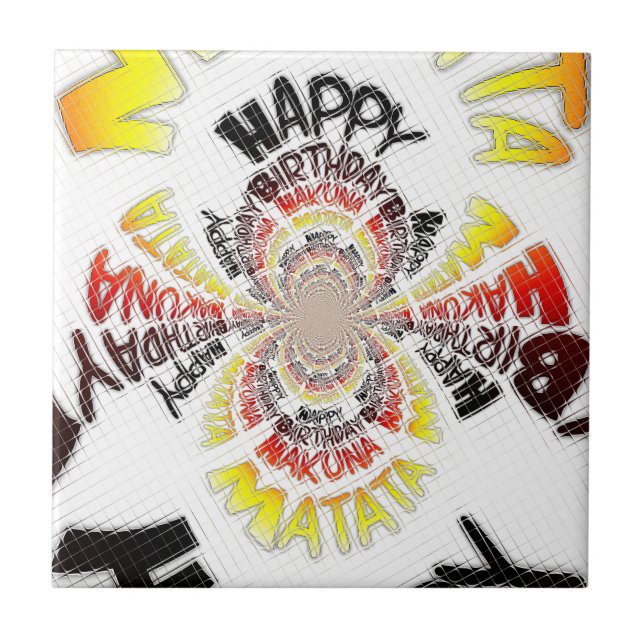 Birthday Kaleidoscope Art Print Tile (Front)