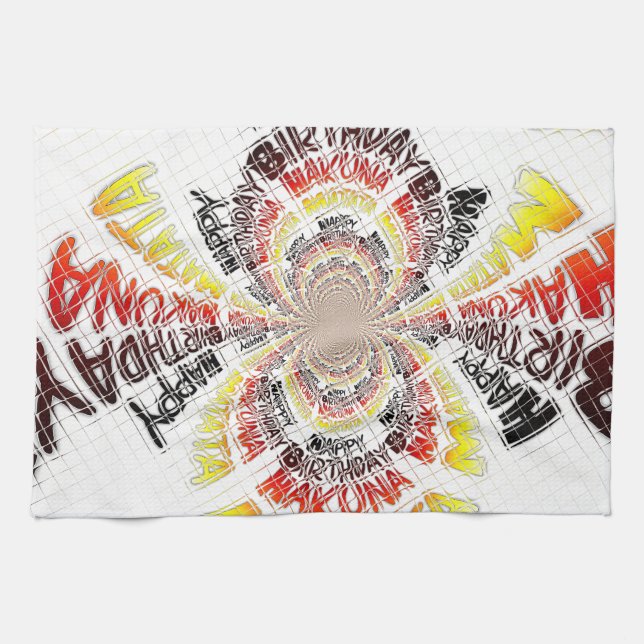 Birthday Kaleidoscope Art Print Towel (Horizontal)