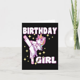 Birthday Karate Unicorn Girl Card
