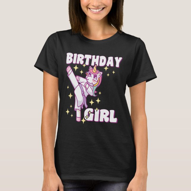 Birthday Karate Unicorn Girl  T-Shirt (Front)