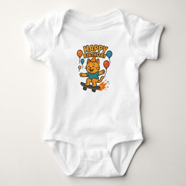 Birthday KATO – Fun Skater Cat Birthday Shirt for  (Front)