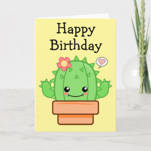 Birthday Kawaii Cactus Card