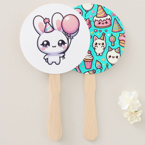 Birthday Kawaii Pattern Hand Fan