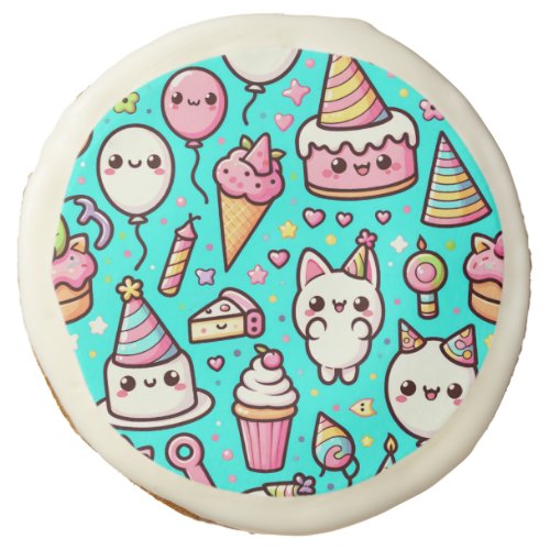 Birthday Kawaii Pattern Sugar Cookie