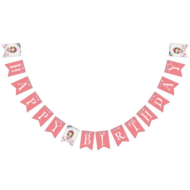 Birthday kawaii princess rainbow unicorn magical  bunting flags (All)