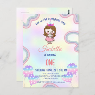 Birthday kawaii rainbow unicorn Party for Girls Postcard