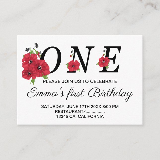 Birthday kids baby childish editable personalized enclosure card (Front)