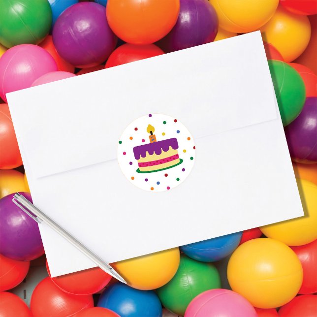 Birthday Kids Cake Classic Round Sticker (Creator Uploaded)