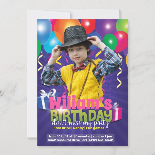 Birthday Kids Party Flyer Invitation (Front)