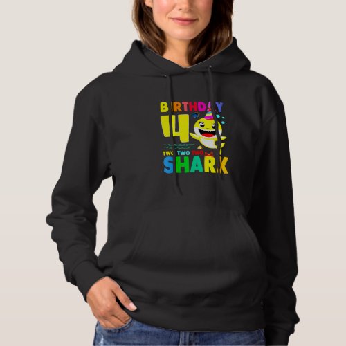 Birthday Kids Shark  4th Girl Two 4 Year Old Hoodie