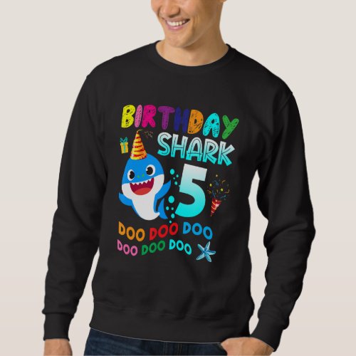 Birthday Kids Shark 5 Year Old 5th Birthday Matchi Sweatshirt