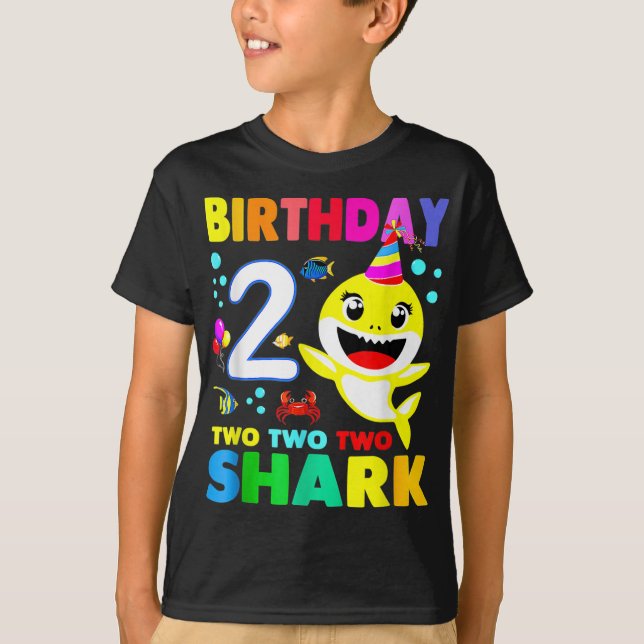 Birthday Kids Shark Shirt 2 Years Old 2nd Shirt (Front)
