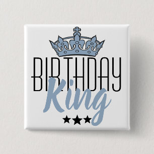 Birthday King and Blue Crown Button