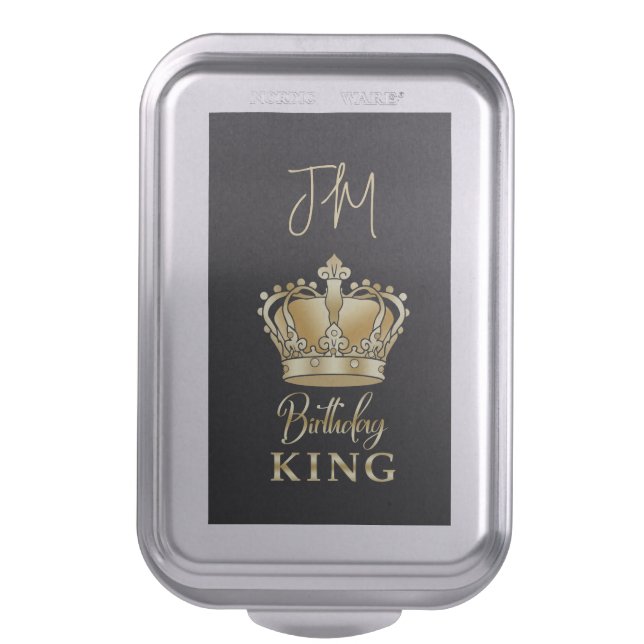 Birthday King Gold Crown Queen Luxury Monogram Cake Pan (Front Vertical)