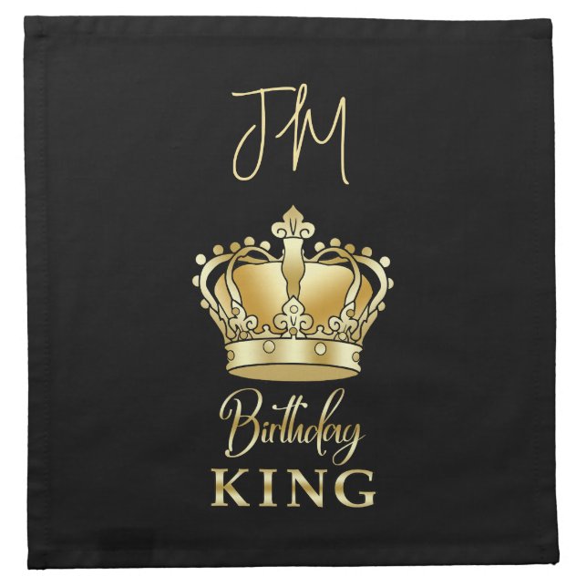 Birthday King Gold Crown Queen Luxury Monogram Cloth Napkin (Front)