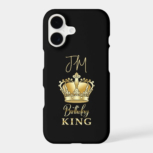 Birthday King Gold Crown Queen Luxury Monogram iPhone Case (Back)