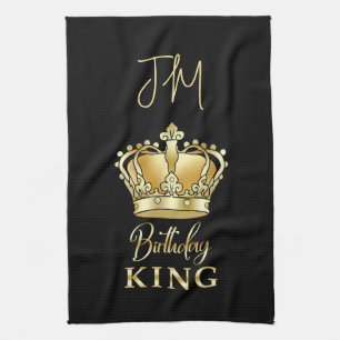 Birthday King Gold Crown Queen Luxury Monogram Kitchen Towel