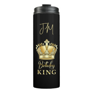 Birthday King Gold Crown Queen Luxury Monogram Thermal Tumbler