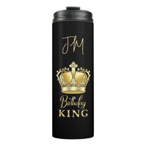 Birthday King Gold Crown Queen Luxury Monogram Thermal Tumbler