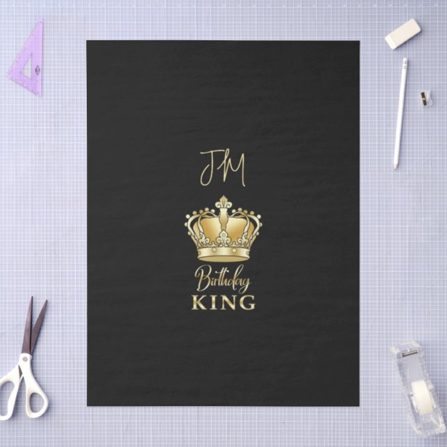Birthday King Gold Crown Queen Luxury Monogram Tissue Paper (Craft)