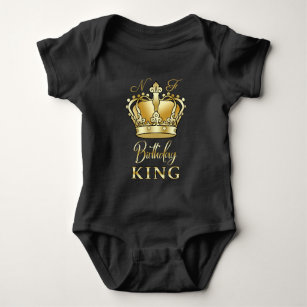 Birthday King Gold Crown Royal Monogram Luxury Baby Bodysuit