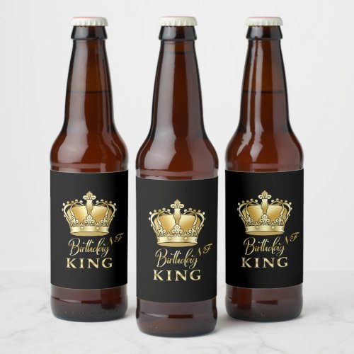 Birthday King Gold Crown Royal Monogram Luxury Beer Bottle Label