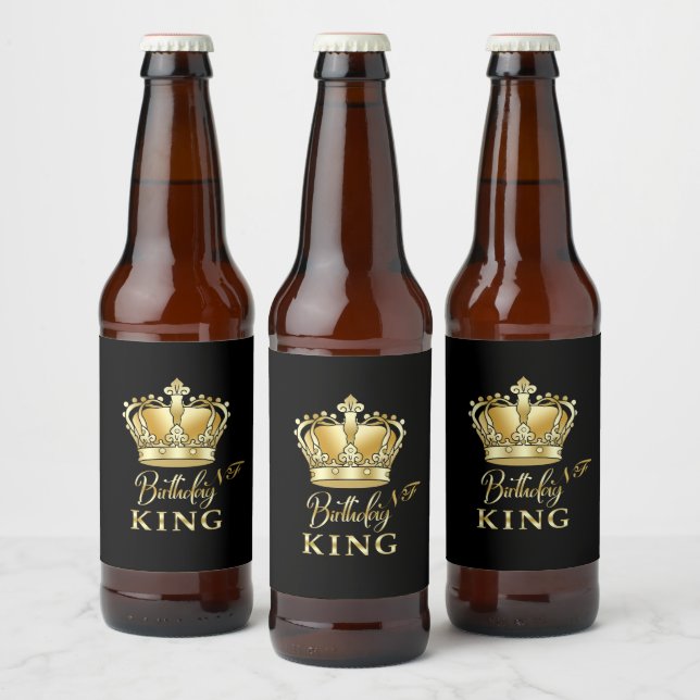 Birthday King Gold Crown Royal Monogram Luxury Beer Bottle Label (Bottles)