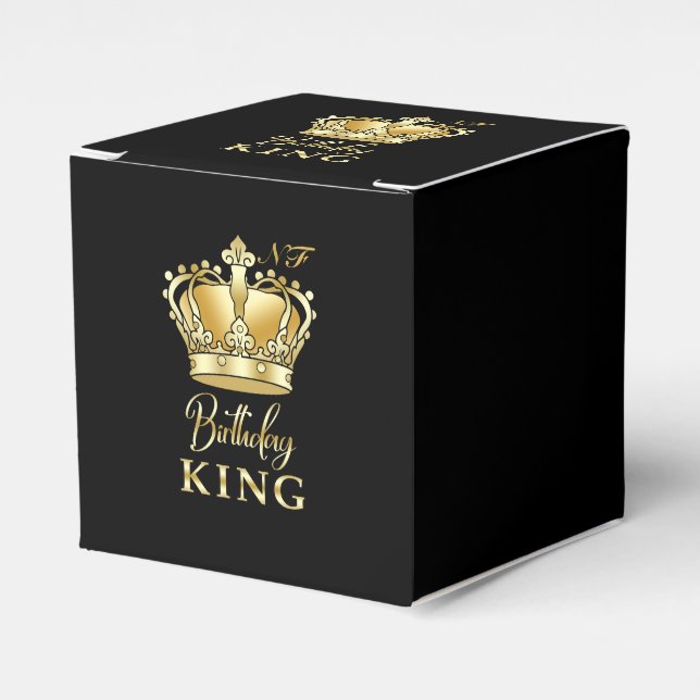 Birthday King Gold Crown Royal Monogram Luxury Favor Boxes (Front Side)