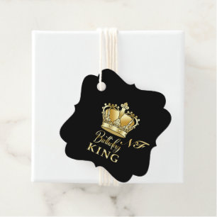 Birthday King Gold Crown Royal Monogram Luxury Favor Tags