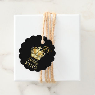 Birthday King Gold Crown Royal Monogram Luxury Favor Tags