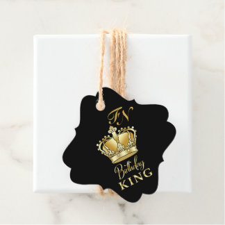 Birthday King Gold Crown Royal Monogram Luxury Favor Tags