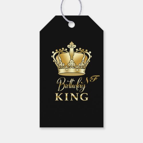 Birthday King Gold Crown Royal Monogram Luxury Gift Tags