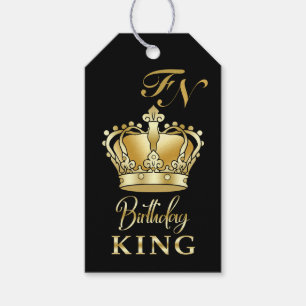 Birthday King Gold Crown Royal Monogram Luxury Gift Tags