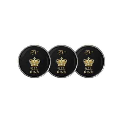 Birthday King Gold Crown Royal Monogram Luxury Golf Ball Marker