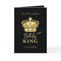 Birthday King Gold Crown Royal Monogram Luxury Invitation