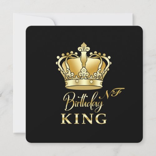 Birthday King Gold Crown Royal Monogram Luxury Invitation