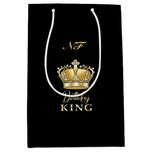 Birthday King Gold Crown Royal Monogram Luxury Medium Gift Bag